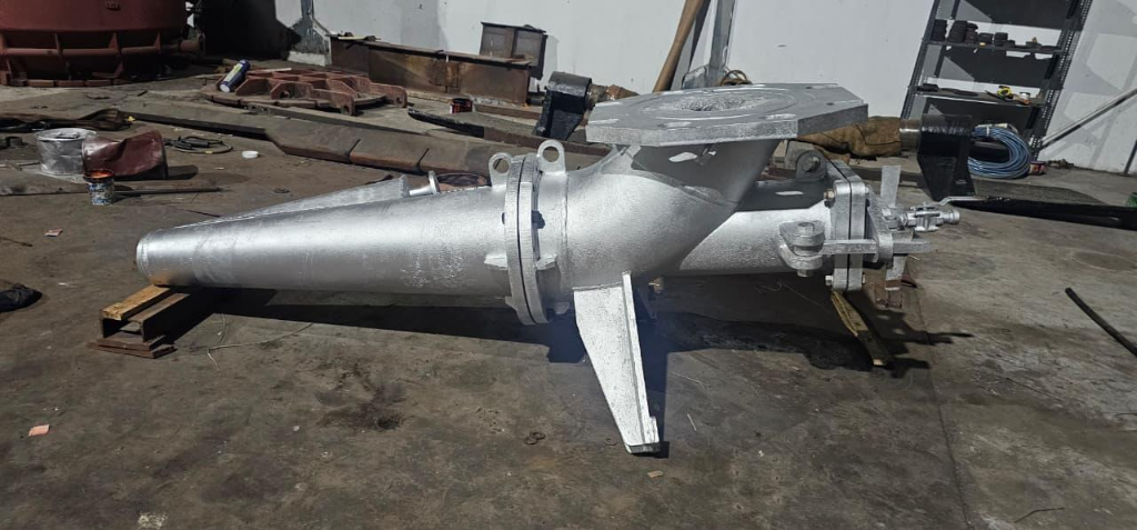 Tapered blowpipe assembly on shop floor